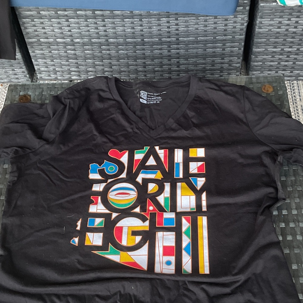 Black Graphic T-Shirt with Colorful Design